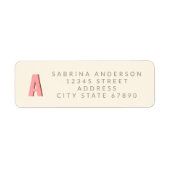 Anfängliche Rücksendeadresse der rosa Retro Monogr (Vorne)