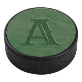 Anfängliche Rustikal-Grünleder-Textur Eishockey Puck (3/4)