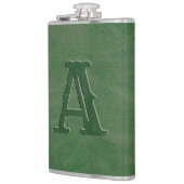 Anfängliche Rustikal-Grünleder-Textur Flachmann (Links)