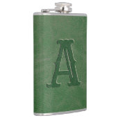 Anfängliche Rustikal-Grünleder-Textur Flachmann (Rechts)