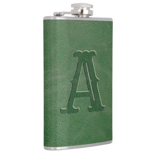 Anfängliche Rustikal-Grünleder-Textur Flachmann (Rechts)