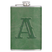 Anfängliche Rustikal-Grünleder-Textur Flachmann (Vorderseite)