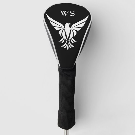 Anfängliche Schwarz-Weiß-Schnabel-Monogramm Golf Headcover (Vorderseite)