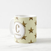 Anfängliche Western-Gelbe Gold-Star-Monogramm Kaffeetasse (Vorderseite Links)