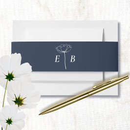 Anfänglicher blauer Blauer Floral Akzent Einladungsbanderole