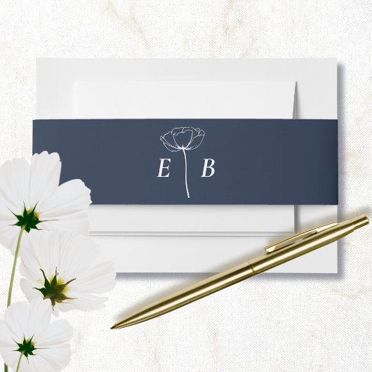 Anfänglicher blauer Blauer Floral Akzent Einladungsbanderole