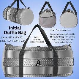 Anfänglicher Blick auf graues Metal Duffle Bag