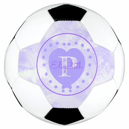 Anfänglicher Chic Monogram Purple Heart Watercolor Fußball (Vorderseite)
