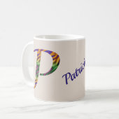 Anfänglicher Farbbrief P Monogramm, Krawatte kräft Kaffeetasse (Vorderseite Links)