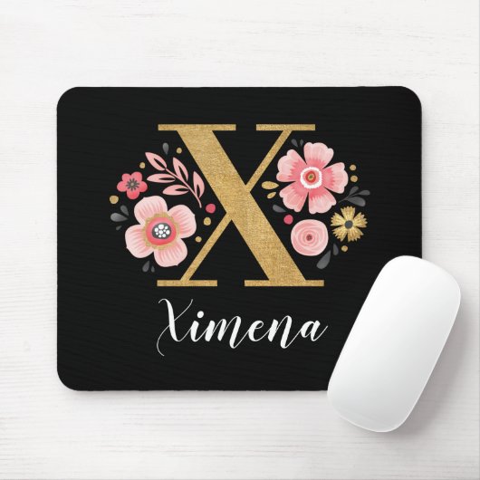 Anfänglicher Girly Letter X, schwarz, klassisch pi Mousepad (Mit Mouse)