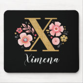 Anfänglicher Girly Letter X, schwarz, klassisch pi Mousepad (Vorne)