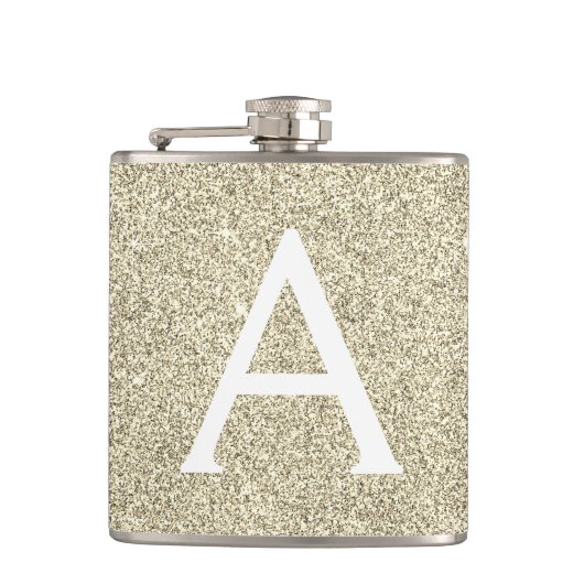 Anfänglicher Gold-Glitzer und Sparkle-Monogramm Flachmann (Vorderseite)