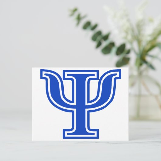 Anfänglicher griechischer Letter Psi Blue Monogram Postkarte (Stehend Vorderseite)