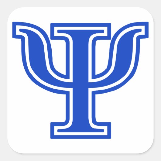 Anfänglicher griechischer Letter Psi Blue Monogram Quadratischer Aufkleber (Vorderseite)