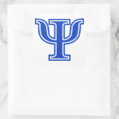 Anfänglicher griechischer Letter Psi Blue Monogram Quadratischer Aufkleber (Tasche)