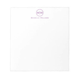 Anfänglicher Lila Violettkreis Zwei Monogramm Notizblock
