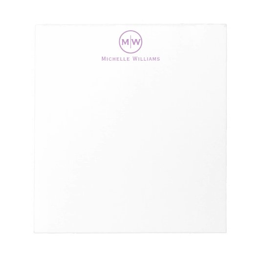 Anfänglicher Lila Violettkreis Zwei Monogramm Notizblock (Vorderseite)
