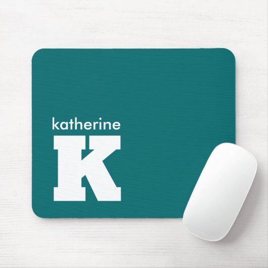 Anfänglicher Minimalistischer Blue Green Monogram  Mousepad (Mit Mouse)