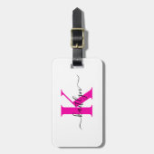 Anfänglicher Mit Monogramm Name in Pink Gepäckanhänger (Vorderseite vertikal)