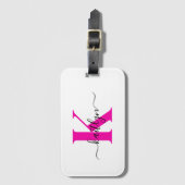 Anfänglicher Mit Monogramm Name in Pink Gepäckanhänger (Vorderseite Vertikal)