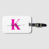 Anfänglicher Mit Monogramm Name in Pink Gepäckanhänger (Vorderseite (Horizontal))