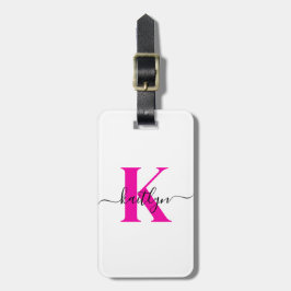 Anfänglicher Mit Monogramm Name in Pink Gepäckanhänger