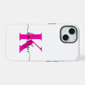Anfänglicher Mit Monogramm Name in Pink iPhone 15 Hülle (Rückseite (Horizontal))
