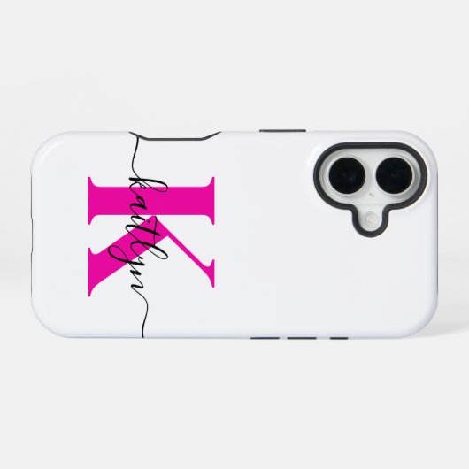 Anfänglicher Mit Monogramm Name in Pink iPhone 16 Hülle (Rückseite (Horizontal))
