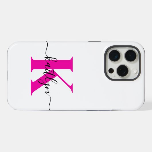 Anfänglicher Mit Monogramm Name in Pink iPhone Hülle (Rückseite (Horizontal))