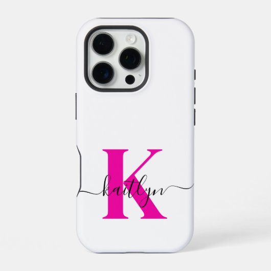 Anfänglicher Mit Monogramm Name in Pink iPhone Hülle (Rückseite)