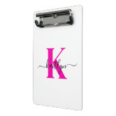 Anfänglicher Mit Monogramm Name in Pink Mini Klemmbrett (Gewinkelt2)