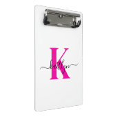 Anfänglicher Mit Monogramm Name in Pink Mini Klemmbrett (Schrägansicht)