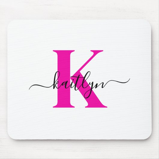 Anfänglicher Mit Monogramm Name in Pink Mousepad (Vorne)