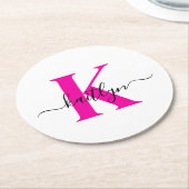 Anfänglicher Mit Monogramm Name in Pink Runder Pappuntersetzer (Angewinkelt)
