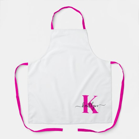 Anfänglicher Mit Monogramm Name in Pink Schürze (Vorderseite)