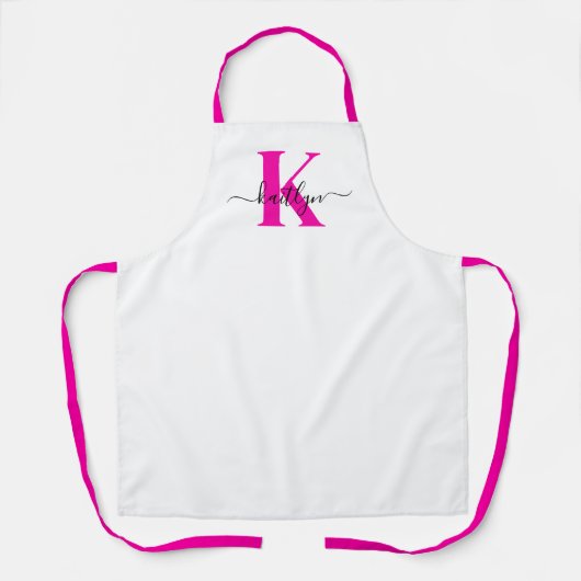 Anfänglicher Mit Monogramm Name in Pink Schürze (Vorderseite)