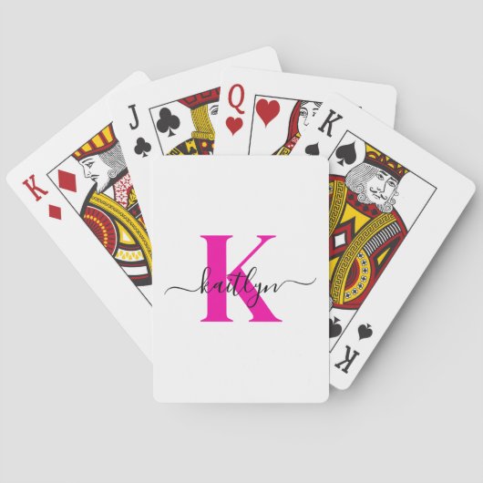 Anfänglicher Mit Monogramm Name in Pink Spielkarten (Rückseite)