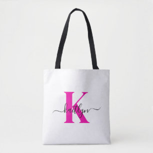 Anfänglicher Mit Monogramm Name in Pink Tasche