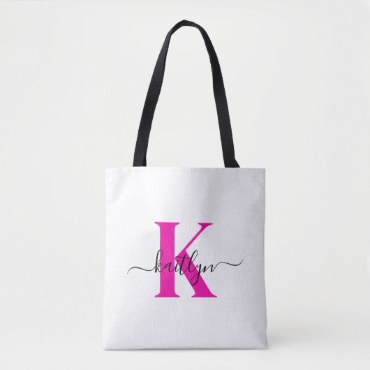Anfänglicher Mit Monogramm Name in Pink Tasche (Vorderseite)