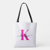 Anfänglicher Mit Monogramm Name in Pink Tasche (Rückseite)