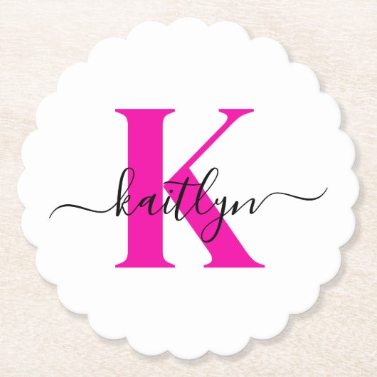 Anfänglicher Mit Monogramm Name in Pink Untersetzer (Vorderseite)