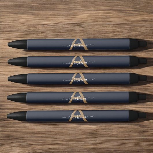 Anfänglicher Name des modernen Navy Blue Gold Mono Kugelschreiber