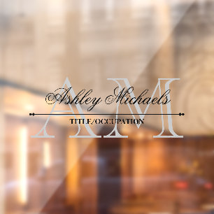 Anfänglicher Name des Monogramms für Skripte Gray  Fensteraufkleber