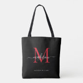 Anfänglicher Name des roten Monogram-Skripts für d Tasche (Rückseite)