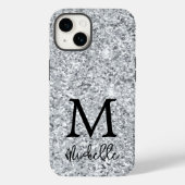 Anfänglicher Name des Silver Glitzer Monogram Case-Mate iPhone Hülle (Rückseite)