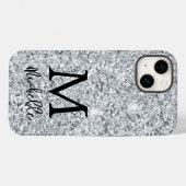 Anfänglicher Name des Silver Glitzer Monogram Case-Mate iPhone Hülle (Rückseite (Horizontal))