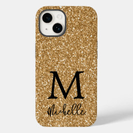 Anfänglicher Name des trendy Gold Glitzer Monogram Case-Mate iPhone 14 Hülle