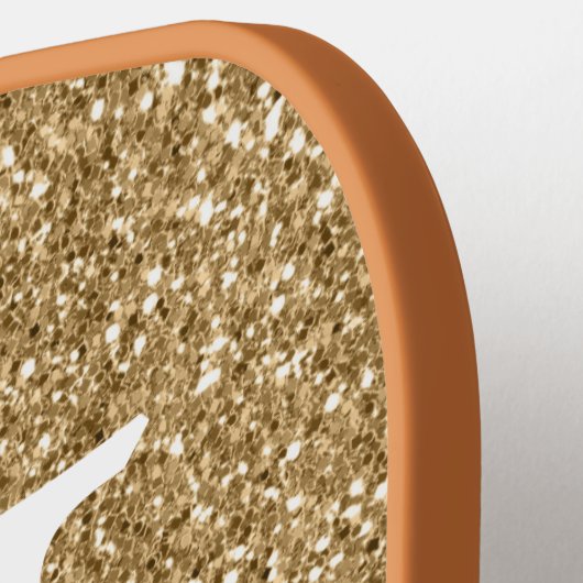 Anfänglicher Name des Trendy Gold Imitats Glitzer Pickleball Schläger (Linke Seite)