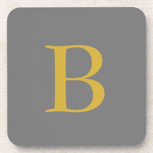 Anfänglicher Name für das moderne graue Monogramm Getränkeuntersetzer (Vorderseite)