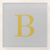 Anfänglicher Name für das moderne graue Monogramm Glasuntersetzer (Vorderseite)